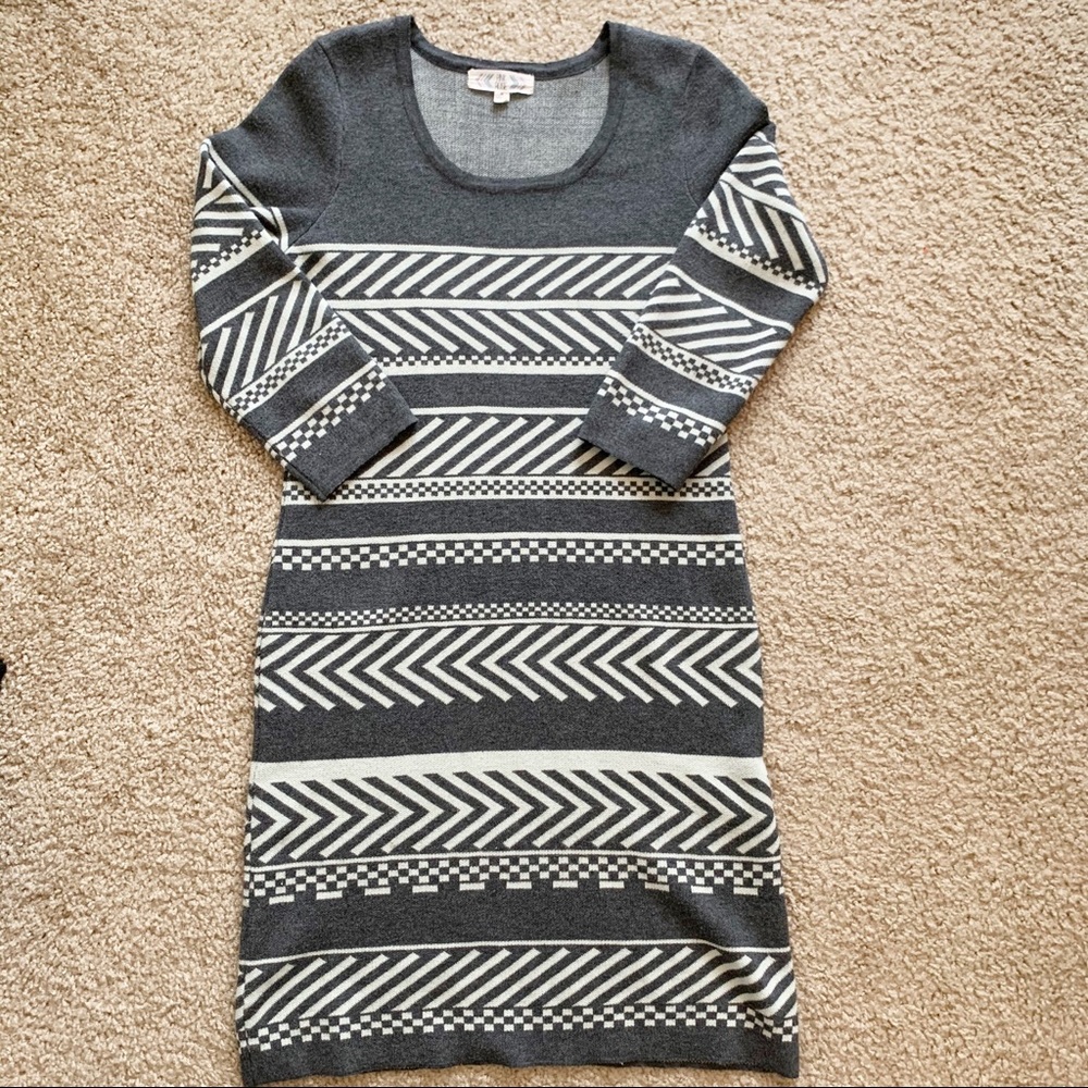 Sweater, dress, graphic pattern, size medium, grey